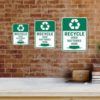 Portrait Round Plus Recycle Used Batteries Here Door or Wall Sign | Health & Safety Signage - Medium