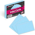 KAISA Colored Index Card Heavyweight Flashcards, 3"x5" Index Cards Ruled on Front, Blank on Back Index Cards, Blue 3 pack of 60 Count(Total 180CT)