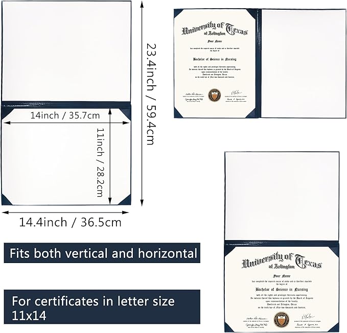 GraduationMall 11"x14" Smooth Padded Diploma Cover Certificate Holder Navy