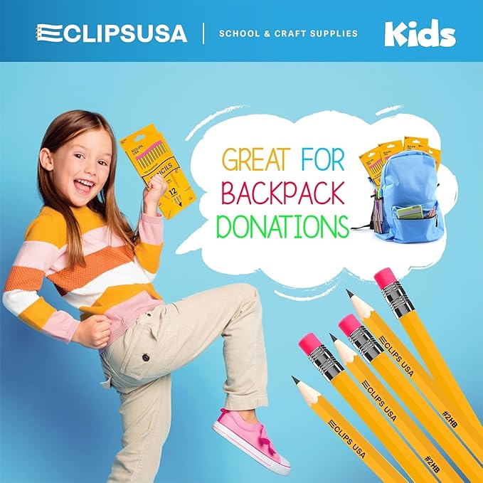 E-CLIPS USA Pre-Sharpened Pencils Bulk Pencil #2 School Supplies Bulk Number 2 pencils Office Supplies Bulk 12 Pencil Per Box (80 Pack)