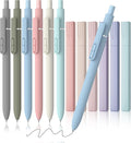 JIMMIDDA- 12 Pack Gel Pens, 0.7mm Black Ink Fine Point Smooth Writing with Aesthetic Highlighters, Quick-dry Long-lasting Pens Set for Journaling School Office Supplies(6 Pens + 6 Highlighters)
