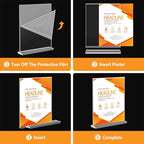 Enayplon Acrylic Sign Holder 8.5 x 11, Double Sided Sign Holder Stand, Plastic 6 Pack Table Paper Stand, Vertical Menu Flyer Stand, T Shape Table Flyer Holder