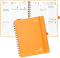 POPRUN 2026 Planner Daily Weekly and Monthly Calendar with Hourly Schedule, Monthly Tabs(Large Size 10'' x 8'' Wire-Bound Hard Cover) - Agenda 2026 (Jan.2026-Dec.2026) - Orange