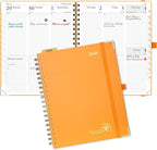 POPRUN 2026 Planner Daily Weekly and Monthly Calendar with Hourly Schedule, Monthly Tabs(Large Size 10'' x 8'' Wire-Bound Hard Cover) - Agenda 2026 (Jan.2026-Dec.2026) - Orange