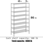 Regal Altair 18" Deep x 48" Wide x 86" Height Wire Shelving Kit | 8-Tier | NSF Commercial Storage Rack Unit