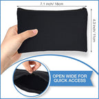 Reginary 80 Pack Canvas Zipper Makeup Bags Bulk Pencil Pouches Blank DIY Craft Canvas Cosmetic Bag Pouch with Zipper for Makeup Cosmetic Toiletry Stationary Storage(All Black)