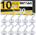 DIYMAG Magnetic Hooks, 30Lbs Strong Heavy Duty Cruise Magnet S-Hook for Classroom, Fridge, Hanging, Cabins, Grill, Kitchen, Garage, Workplace and Office Etc, (10 Pack-White)