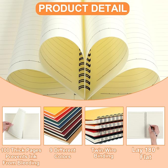 Yahenda Spiral Notebook Bulk A5 Journal Lined 8.3'' x 5.5'' Writing Composition Paper Small Notepad Subject Notebook for Students Office Business Back to School Supplies(Multi Color,72 Pcs)