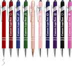 CRME Custom Pens Personalized Pen in Bulk Customized Pens Engraved Grip Retractable Ballpoint Pen with Name Text Logo 2-in-1 Stylus Pens for Touch Screens Ideal for Birthday,Party,Wedding Black Ink