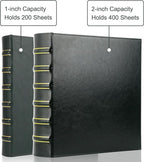 LETVPVOW Vintage Hardback 3 Ring Binder 2 Inch, Professional Leather Binder 3 Ring, Three Ring Binders Fits 8.5" x 11", D Ring Binders for Photo Album, Home, School and Office Supplies- Dark Green