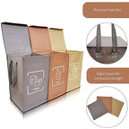 NYIKA - Recycling Organizer - Reusable Recycling Bags - Recycling Sorter - Trash Sorting Bins - 3 Compartment Recycle - Pack of 3 Bags with Lid