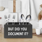 XPH Funny But Did You Document It Black Pen Pencil Holder Organizer for Desk, HR Human Resources Gifts, Office Humor Gifts, Wooden Box Sign for Office Workplace Desk Tabletop Decorations