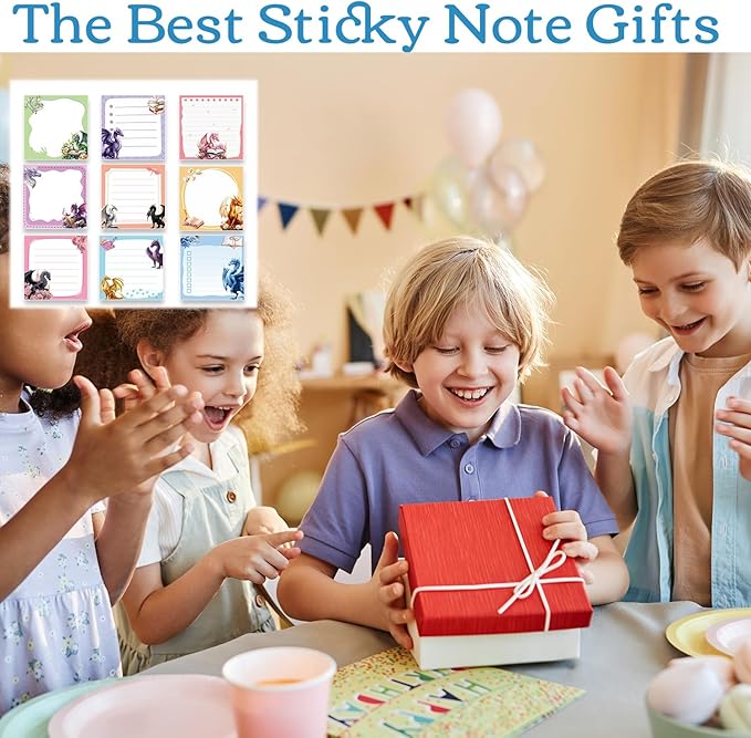 Lovarywow Dragon Sticky Notes Gifts, 9 Pack Cute Dragon Notepads 3x3 Inch Gifts for Students Coworkers, Funny Self-Stick Memo Pad Office School Supplies for Men Women (450 Sheets)