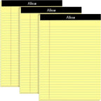 Alitte Yellow Legal Notepads 8.5 x 11, Pack of 3 - Perforated Wide Ruled Writing Pad - Premium Thick Paper, No Ink Bleeding - Blank Legal Pads For Home, Office, School, Business - 50 Sheets Per