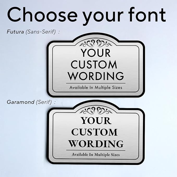 Custom Decorative Outdoor Metal Sign - Personalized Aluminum Driveway Sign, Waterproof, Made in USA - Design 1 Metallic Silver 24x18 In