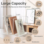 POCFOINY Acrylic Desk Organizer Book Organizer, Magazine File Holder, Vertical File Organizer Stand File Folder Holder, Mail Organizer Countertop Mail Sorter File Sorter, Clear Book Ends Book Holder