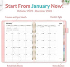 SUNEE 2026 Weekly & Monthly Planner 9"x11.2"- 12 Month (January 2026 - December 2026), Vegan Leather Cover, Pocket, Bookmark, Notes, Monthly Tab, Peach Pink