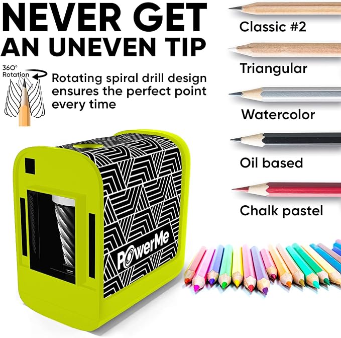 Battery-Operated Electric Pencil Sharpener for Kids, School, Home, Office - for No. 2 Pencils and Colored Pencils