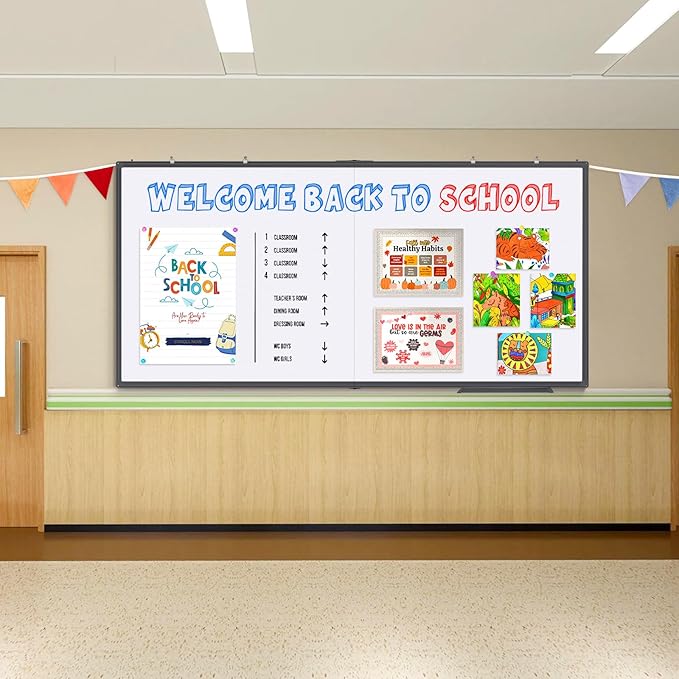 Magnetic Dry Erase Board 96 x 48 inches, Maxtek 4" x 8" Whiteboard for Wall, Large White Board Dry Erase Foldable Wall-Mounted Aluminum Frame Erase Board with Marker Tray for Office Home and School