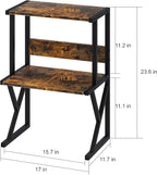 aboxoo Desktop Printer Stand with 3 Tier Wood Storage Shelves,Under Desk Printer Table,Multi-Purpose Home Office Desk Organizer for Fax Machine, Scanner (Brown)