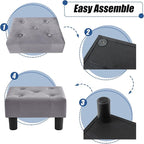 BRIAN & DANY Small Foot Stool, Velvet Foot Stools with Legs, Stable Small Footstool for Living Room, Grey