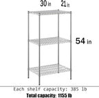 Regal Altair 21" Deep x 30" Wide x 54" Height Wire Shelving Kit | 3-Tier | NSF Commercial Storage Rack Unit