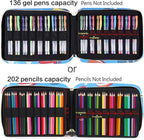 qianshan Pencil Case Holder Slot - Holds 202 Colored Pencils or 136 Gel Pens with Zipper Closure - Large Capacity Pen Organizer for Watercolor Pens or Markers - Perfect for Artist Blue Balloon