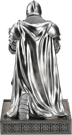 Amoysanli Medieval Armored Warrior Wearing Outerwear, Mobile Phone Stand Knight Pen Holder Desk Organizers, Resin Bookends Paperweight with a Letter Opener for Desk (Silver)