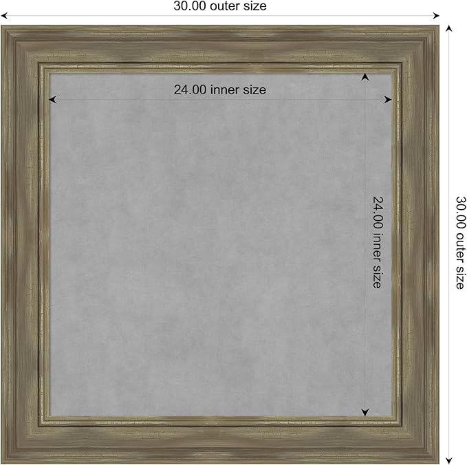 Amanti Art Grey Framed Magnetic Board 30x30 Medium Vision Board for use with Magnets, 100% Metal Sheet to Display Items as Office Decor or for Home Organization in mudroom, Kitchen or Kids Room