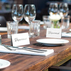10 Pack Silver Reserved Table Signs for Wedding 3x4 Cardstock Reserved Seating Signs Double Sided Table Tent Reservation Card for Restaurant Receptions Celebrations Party - White with Silver Letters