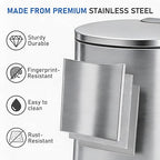 SIMPLYKLEEN Bathroom Trash Can with Lid - 2PC Oval Small Trash Can with Soft-Close Lid, Foot Pedal, Brushed Stainless Steel, Removable Liner, Garbage can for Kitchen, Office, Home Silver