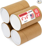 Paclord 4" x 6" Heavy-Duty Reinforced Cardboard Mailing Tube, Pack of 4 Tubes with 8 Caps – Secure USPS Approved – Great for Shipping and Storing of Prints, Artwork, Posters or Documents