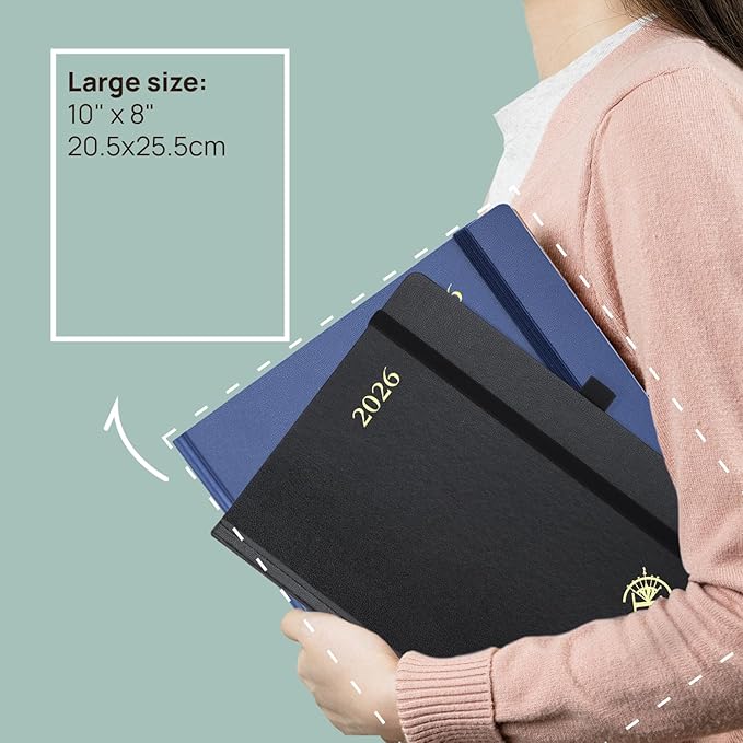 POPRUN 2025-2026 Monthly Planner (B5 8" X 10"), 18-Month Calendar Book (Jul.25 - Dec.26) with Monthly Tabs, Hardcover, Inner Pocket, 100GSM Thick Paper - Black