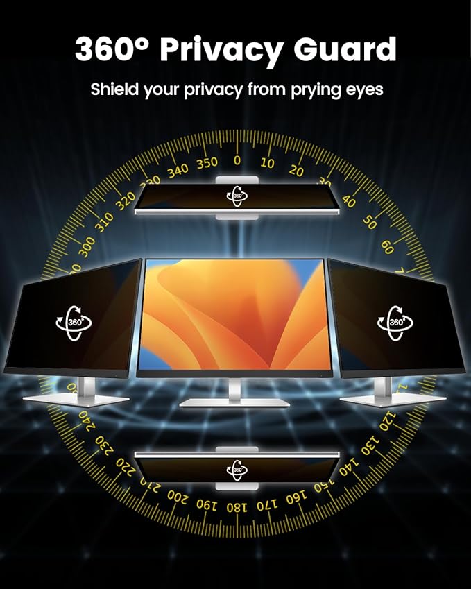 F FORITO 21.5 Inch 16:9 360°Privacy Screen Protector for Computer Monitor, Removable Eye Protection Anti Blue Light Anti Glare Computer Screen Privacy Shield for 21.5" Widescreen Monitors