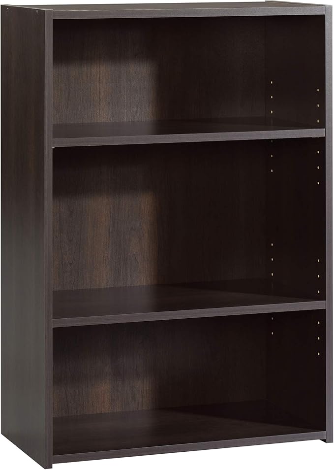Sauder Beginnings 3-Shelf Bookcase, Bookshelf with Adjustable Storage Shelves, in Med Wood Finish