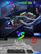 XXL Mouse Pad with Phone Holder, RGB Desk Mat with 15W Fast Charging, LED Large Gaming Mouse Pad with 11 Lights Colors, Long Mouse Pads for Desk, Waterproof Non-Slip Gaming Pad for Gamer Esports Pros