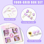 COMFYROOM Desk Accessories with Pen Holder, Office Supplies Desk Organizers and Accessories, Tape Dispenser, Stapler, Staple Remover, Staples, Clips Set, Ruler, Scissor, Pen, Tape (Purple)