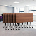 Goakwwuz Conference Room Table, Folding Conference Tables,Thicken Grey Tabletop,Flip Top Wooden Seminar Meeting Room Table for Conference Room Offices (6, Walnut, 70.8”)
