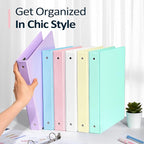 BinderX Extra Durable 3 Ring Binder, Round Ring 1 Inch Binders, Fits 175 Sheets of 8.5x11 Paper, Customizable View Cover with Inside Pockets, Cute 1" Binder, School Supplies for Girls, Blue
