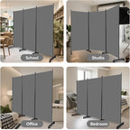 Room Divider (3 Panel) Wall Divider for Room Separation, 102 inch Wide Portable Privacy Screens W/Wheels, Metal Frame Freestanding Room Separators 5.6FT Room Partitions and Dividers