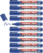 edding 360 whiteboardmarker - blauw - 10 whiteboardstiften - ronde punt 1,5 - 3 mm - boardmarker uitwisbaar - voor whiteboard, flipchart, magneetbord, prikbord, memobord - sketchnotes - navulbaar