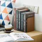 Large Bookend Hold Heavy Books- 7x4x5in 2 Pack Wood Bookends for Heavy Books Heavy Duty Walnut Book Ends for Men Wood Bookends for Office Desk Non-Skid
