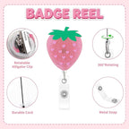 2Pcs Strawberry Badge Reel Retractable Personalized ID Name Badge Holder with Retractable Clip | Cute Nurse Gifts, Funny Badge Holder