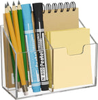 AITEE Magnetic Pen Holder for Refrigerator, Whiteboard & Locker - Acrylic 4-Magnet Organizer with Non-Slip Pads, Holds Markers, Pens, Scissors & Notes, Clear Accessory for Office, Classroom, Kitchen