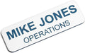 Custom Engraved Name Tag Badges – Personalized Identification with Pin or Magnetic Backing, 1 Inch x 3 Inches, White/Blue