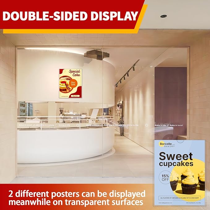 JR-MOV Magnetic Sign Holder 8.5 x 11 - Rigid Plastic Wall Sign Holder Reusable Adhesive Frames, Magnetic Frame for Refrigerator Door Window, Clear Rigid Print Protectors for Paper Picture, 5 Pack