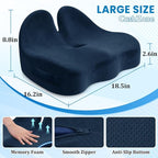 CushZone Seat Cushion, Memory Foam Office Chair Seat Cushion for Office Chairs/Car/Long Trip/Desk Chair/Gaming, Extra Large Size for Sciatica & Hip & Tailbone Pain Relief, Sciatica Support (Blue)