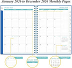 Daily Planner 2026 Full Page Per Day- 2026 Daily & Monthly Planner from January 2026 to December 2026, Day Planner 2026 with 12 Months Tabs, 6.4" x 8,5", Blue