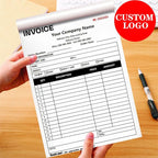 Custom Invoice Book in 3-Part /2-Part Receipt Book with Carbon Copies Personalized Carbonless Service Invoice Form Books Sales Order Book with Company Name Logo Address,E-Invoice Book