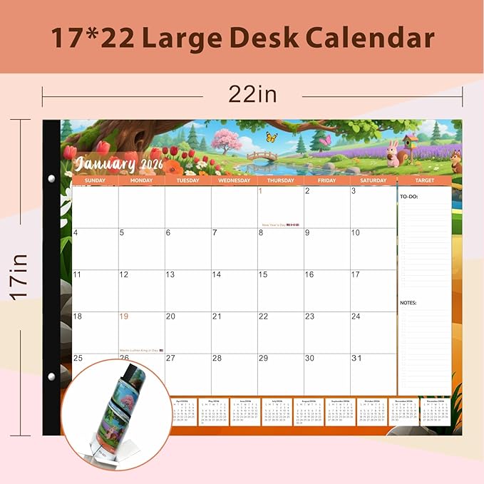DIBAOLU Extra Large Desk Calendar 2026,Big Desk Calendar 2026-2027 22x17,18 Month,January 2026 to June 2027,Suitable For Home, School Or Office, Monthly Planning Calendar,With Plastic Cover